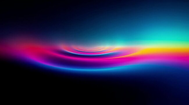 Vibrant, colorful neon light wave, abstract background, glowing gradient, dark space
