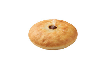 Belyash (beliash), a meat pie set against a white background