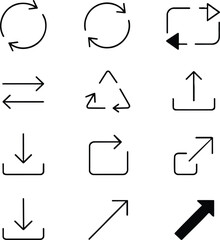 Set of line arrow icons transparent
