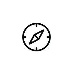 Simple Black Compass Icon on White.
