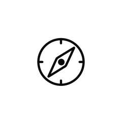 Simple Black Compass Icon on White.