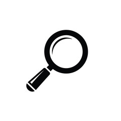 Black Silhouette of a Magnifying Glass Icon.