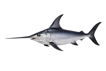 Obraz premium isolated png image of a swordfish, showcasing its distinctive long bill and athletic physique, set against a transparent background for easy graphic integration.