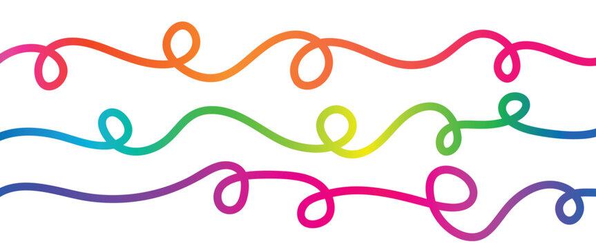 Vibrant rainbow squiggles on white background