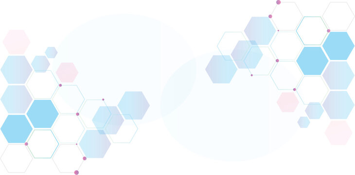 Soft Blue and Pink Abstract Hexagon Network Background with Delicate Geometric Connection Points and Minimalist Tech Design