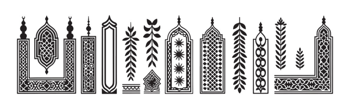Traditional Islamic pattern borders for cultural heritage documentation, Middle Eastern architectural references, religious manuscript designs, and ethnic ornamental decoration projects