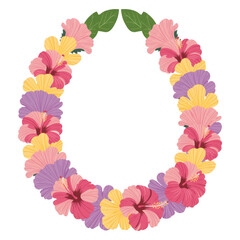 Obraz premium Colorful hibiscus flower lei flowers floral wreath isolated on a transparent background