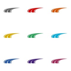 Fototapeta premium Curving tarred road icon isolated on white background. Set icons colorful