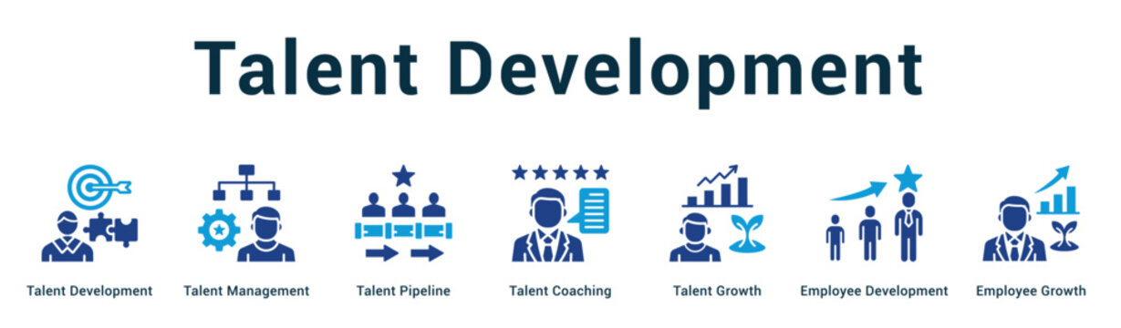 Talent Development  Modern and clean web banner illustration vector featuring thematic icons