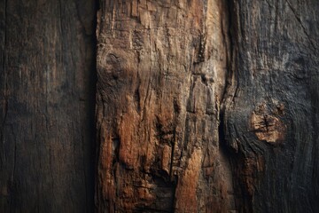 Obraz premium Closeup of a charred and weathered wooden plank with visible texture