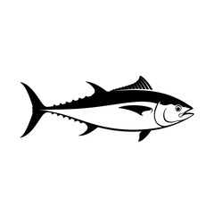 Obraz premium Black and White Tuna Fish Silhouette Icon