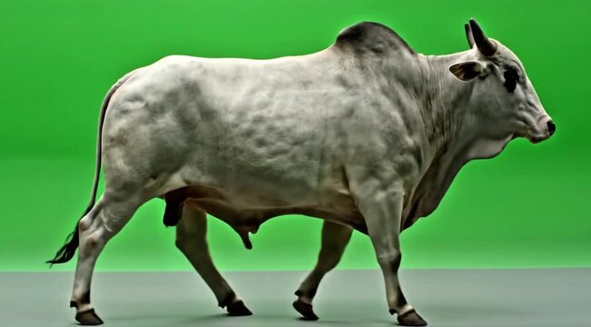 Artistic depiction of a Brahman cow, highlighting its unique physical characteristics and muscularity.