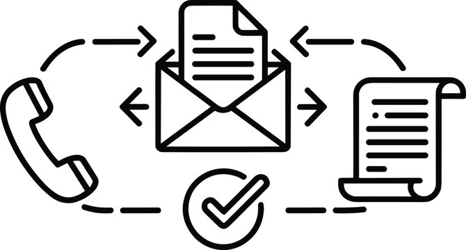 Unified Business Communication and Document Management Workflow Vector Illustration