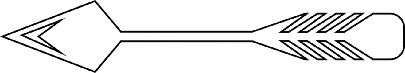 Minimal arrow icon vector designed in a black outline style, suitable for print applications. This simple direction symbol features balanced ensuring professional quality and excellent scalability.