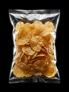 Golden Crispy Snack Chips Transparent Bag