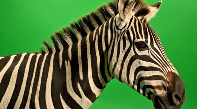 Artistic studio portrait of a rare quagga-like equid with distinctive brown and black stripes.
