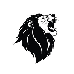 Fototapeta premium Roaring Lion Head Black and White Graphic.