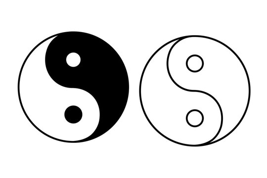 vector Yin yang icon set, clipart isolated on transparent background. 
