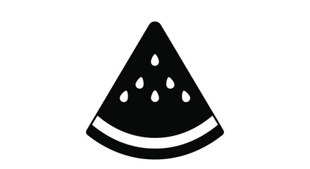 A black slice of watermelon with seeds simple design silhouette