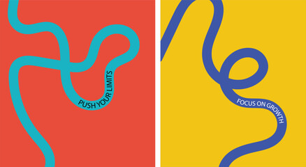 Vibrant abstract poster with flowing shapes in warm colors featuring colorful, fluid wavy lines for a dynamic, modern feel, motivational design typography for creative wall art . © Yousha Jajan