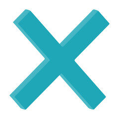 Obraz premium 3D Icon Teal Close X Mark Cancel Button Cross Symbol User Interface Element Isolated High Quality Render Transparent Background