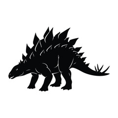 Fototapeta premium Silhouette of a Stegosaurus dinosaur walking.