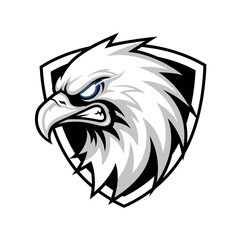 Obraz premium Aggressive eagle head mascot logo inside a shield graphic design