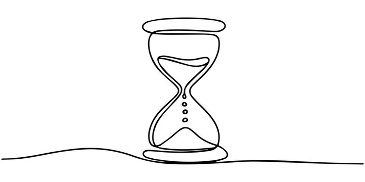 Hourglass continuous one line drawing minimalist sand timer concept.one line vector illustration with out background
