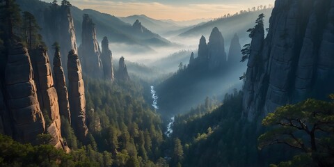 River winding through rocky peaks