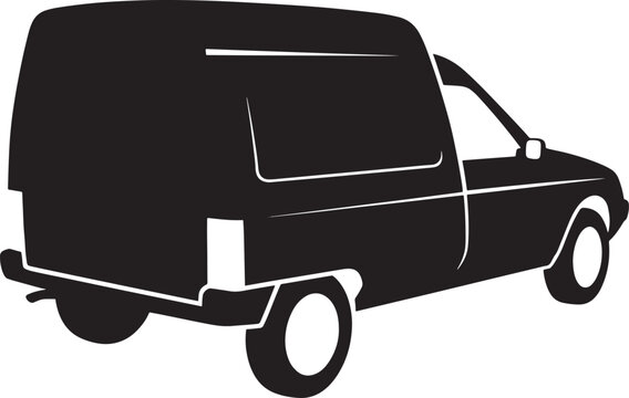 Citro&euml;n fourgon black silhouette vector icon &ndash; French vintage utility vehicle &ndash; detailed retro cargo van
