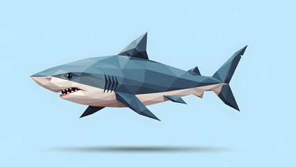 Abstract stylized shark composed of sharp geometric shapes and lines