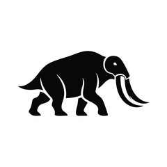 Stylized Black Silhouette of a Mammoth Icon.