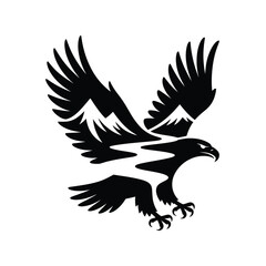 Obraz premium Black Eagle Silhouette with Spread Wings in Flight bird white desi