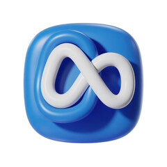 3D blue with raised infinity symbol white isolated on a transparent background