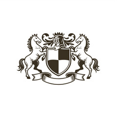 Vintage heraldic horse logo shield coat of arms family crest logo