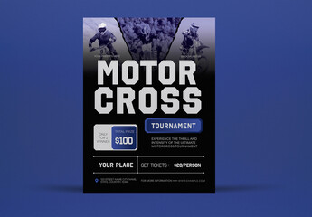 Blue And Black Motorcross Tournament Flyer Set