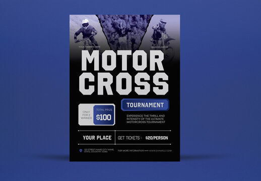 Blue And Black Motorcross Tournament Flyer Set