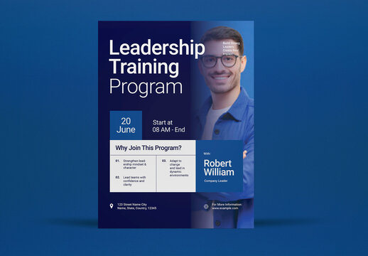 Blue Modern Leadership Training Program Flyer Set