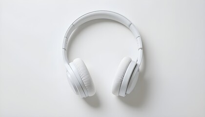 Isolated white headphones or wireless earphones on a white background