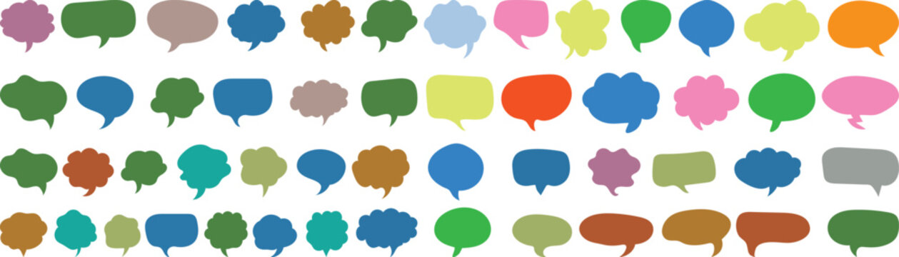 Rounded Liquid Organic Frames with Fun Doodle Speech Bubble Collection. Deformed Oval Bubble Frames and Multicolor Organic Rectangle Text Shapes