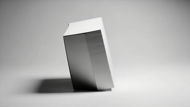 Geometric Simplicity: A minimalist composition showcasing a sleek, white rectangular prism, its angles and planes defined by subtle shadows, conveying a sense of modern design.