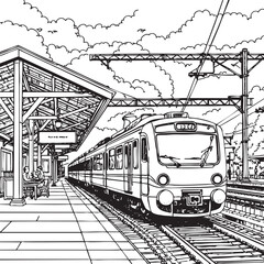 train, keretaapi, sketsa, drawing, blackwhite, ilustrasion, colouring,  © IDEDESIGNKU