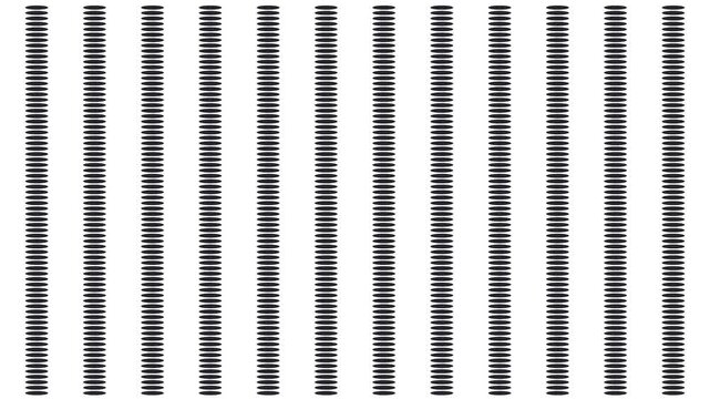 The compressed dots on the screen stretch, turning into thin lines.