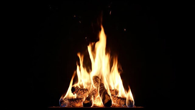 Captivating Bonfire Flames Dancing in the Dark Night.