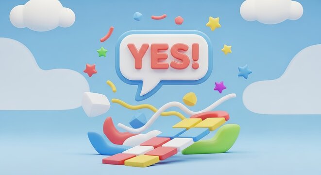 YES! declaration for National Blah Buster Month 3D illustration