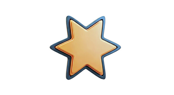 Orange 3D Star Icon with Black Outline