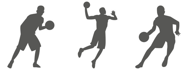 Basketball player silhouettes set in action poses © Imran