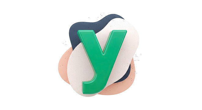 Green Letter Y on Abstract Shapes