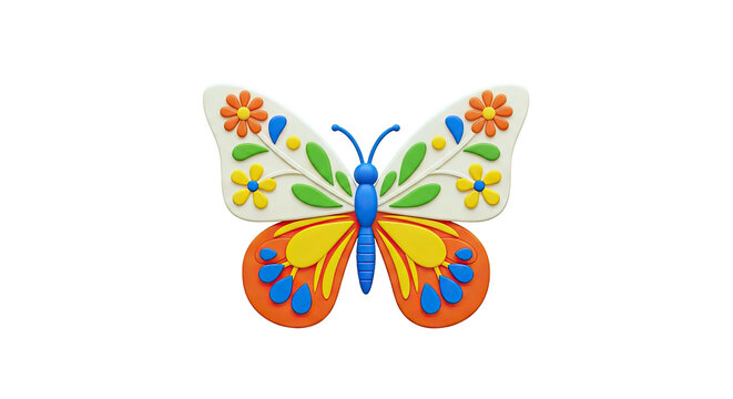 Colorful Butterfly with Flower and Leaf Decorations