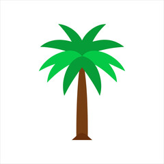 Green Palm Tree Vector Icon for Tropical and Beach Design